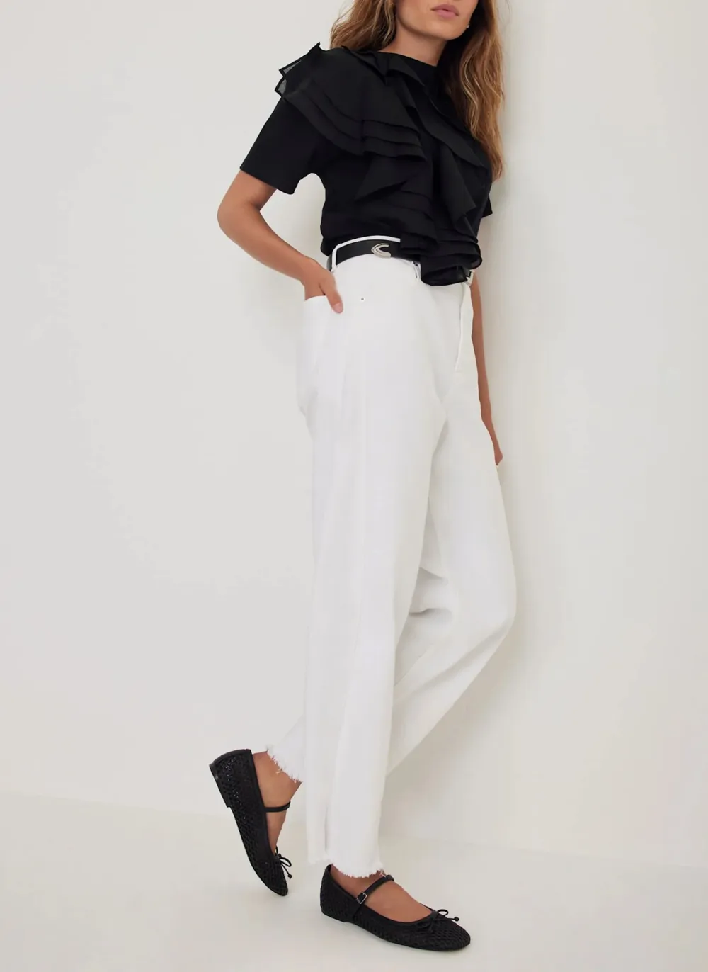 Casual Style Cotton Frill T-Shirt