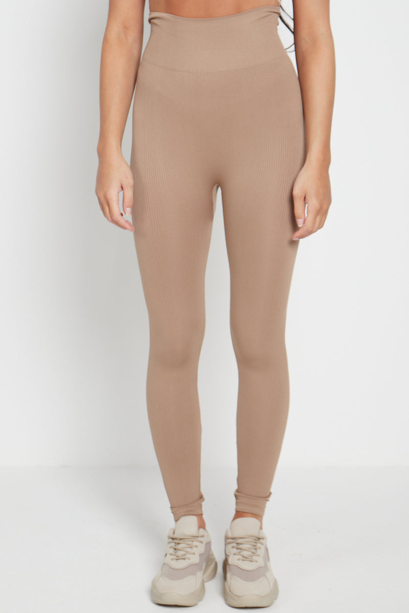 High Waist Ribbed Leggings - Della