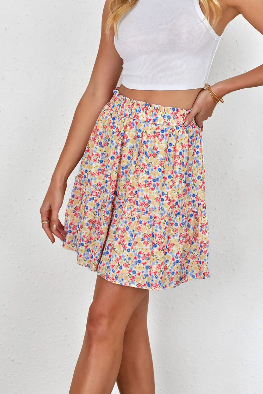 Floral Print High Waist Skirt