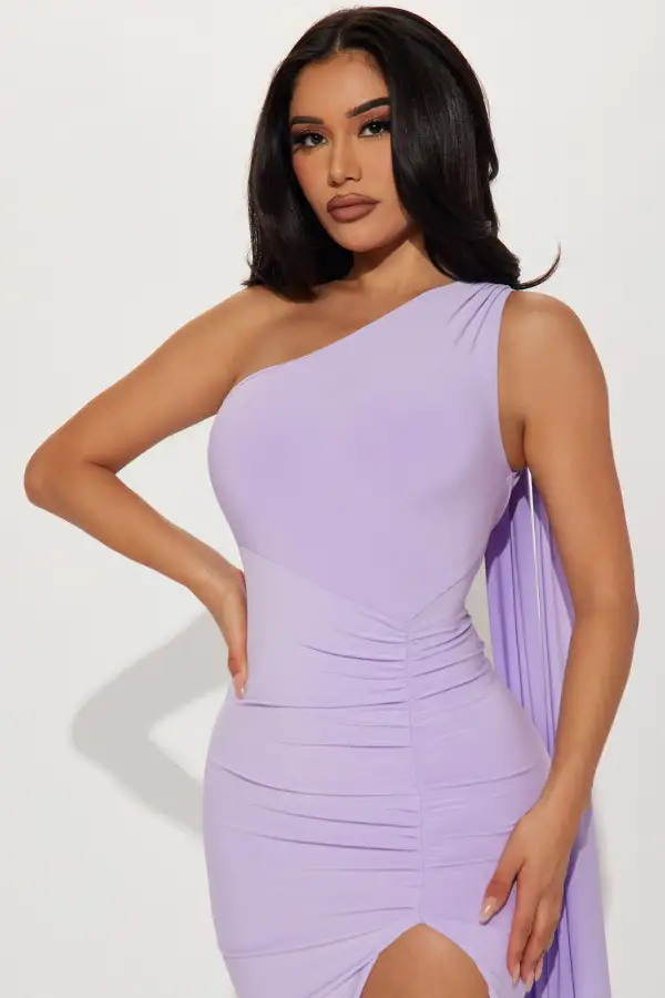 Alanna One Shoulder Midi Dress - Lavender