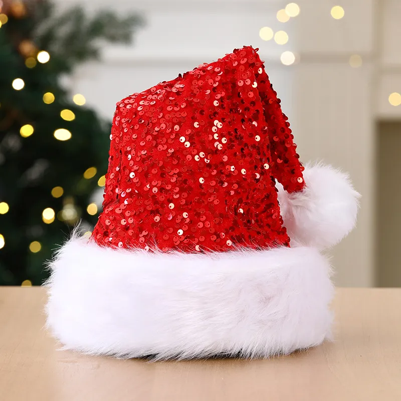 Christmas decorative hat, double-layered sequined hat, Shanghai-style beanie, extra thick long beanie, 32*45CM