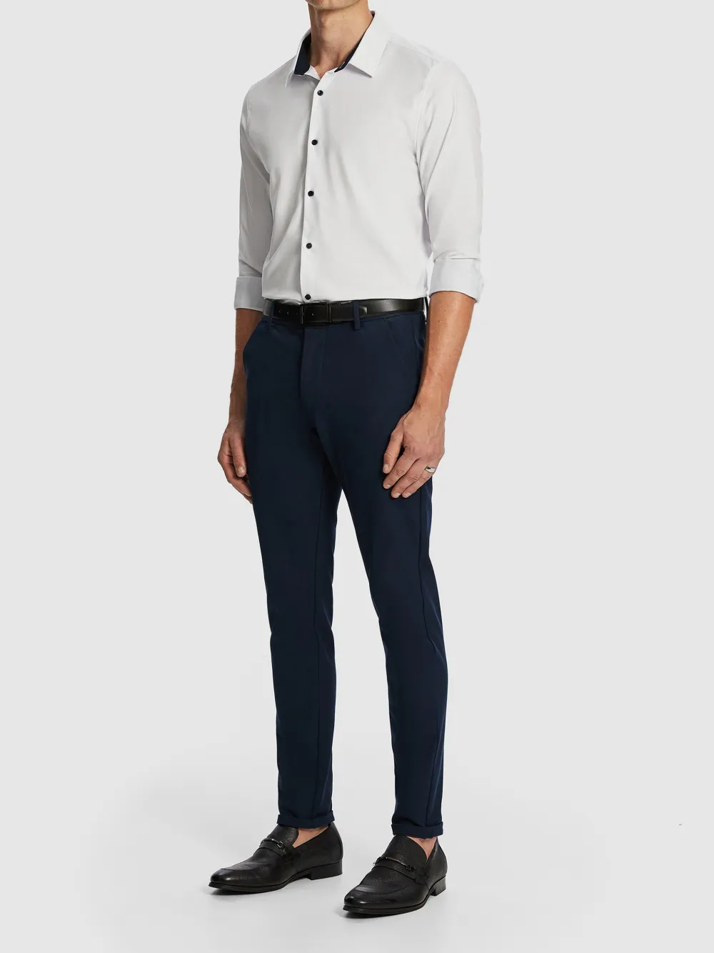 White Slim Fit Long Sleeve Shirt