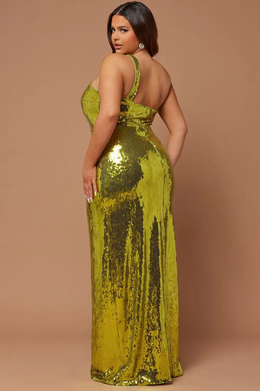 Aamira Sequin Gown - Chartreuse