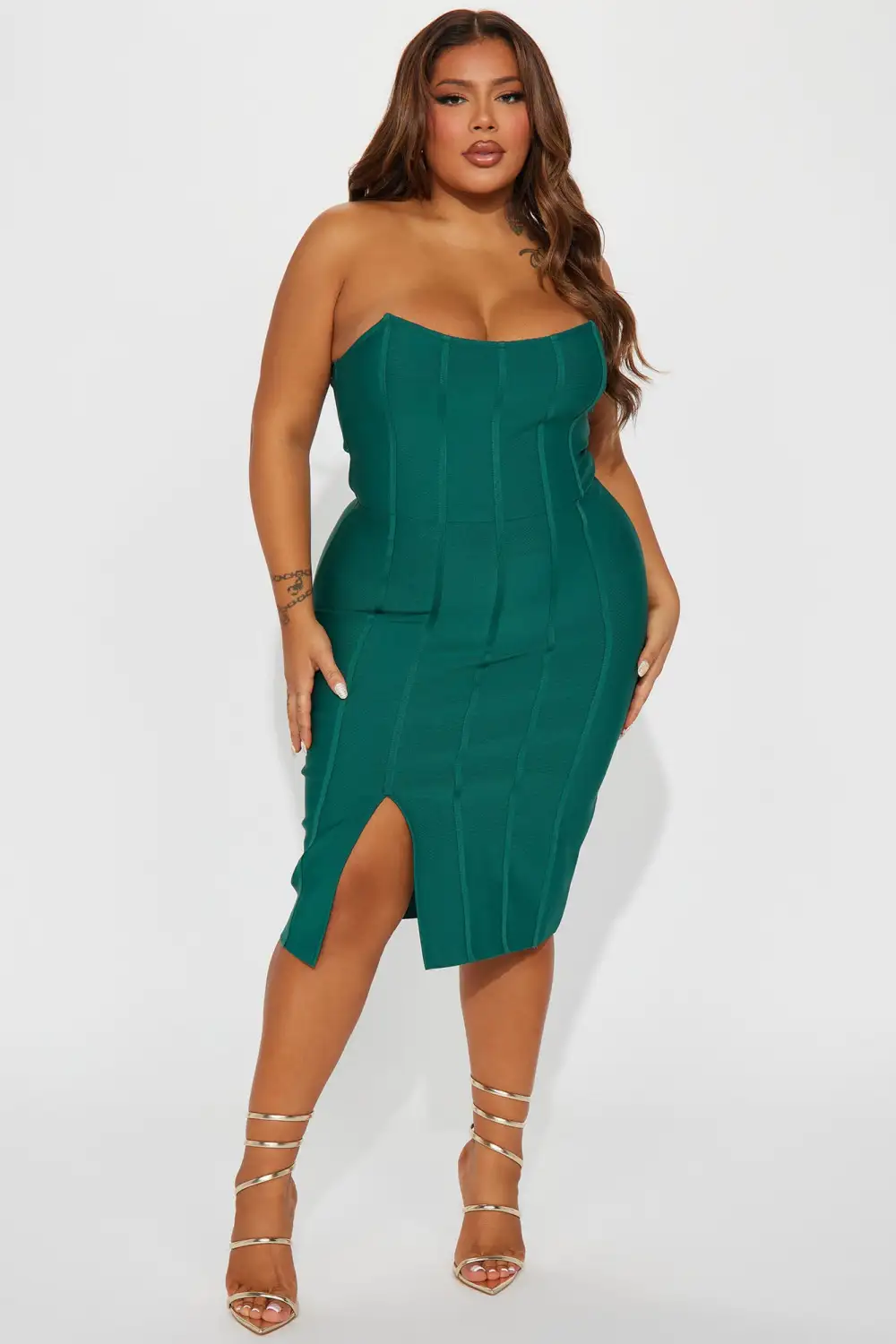 Carla Bandage Midi Dress - Hunter