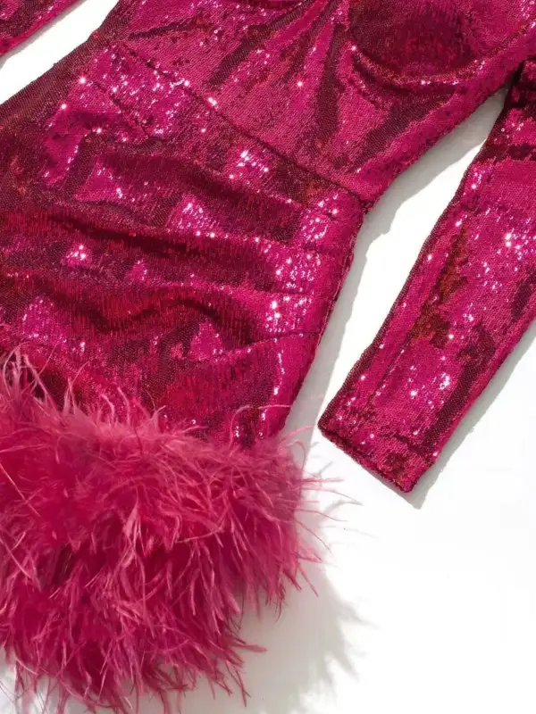 Gathered Detail Sequin Mini Dress
