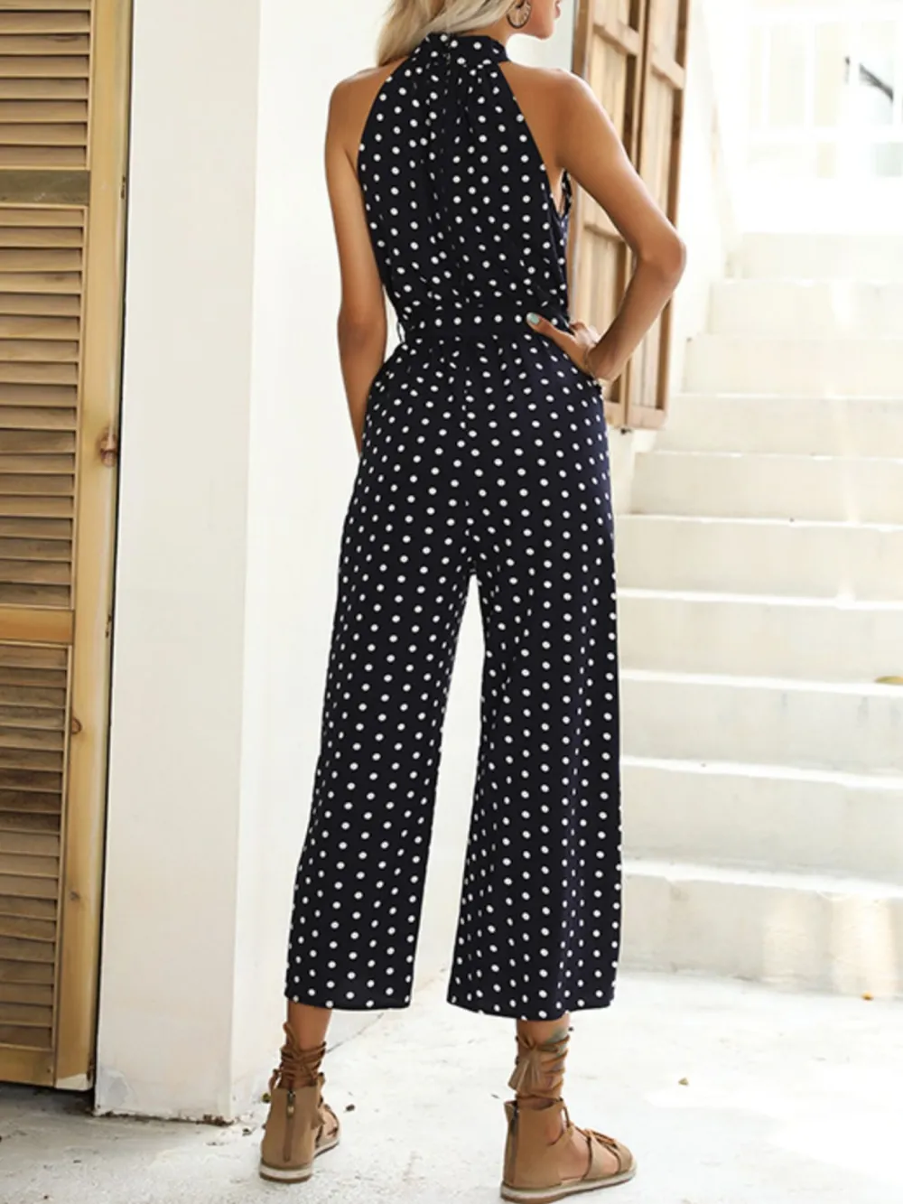 Modern Wide Leg Halter Jumpsuit