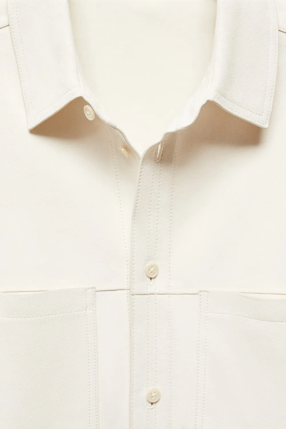 100% Leather Overshirt With Pockets