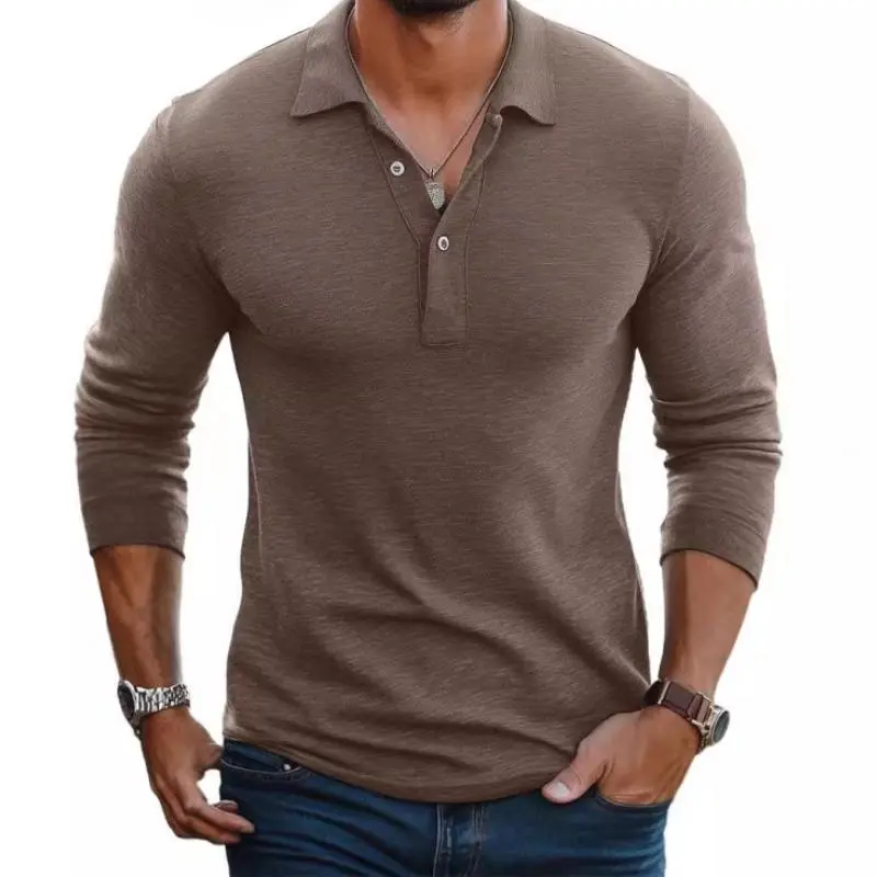 Refined Long Sleeve Collared Knit Cotton Shirt
