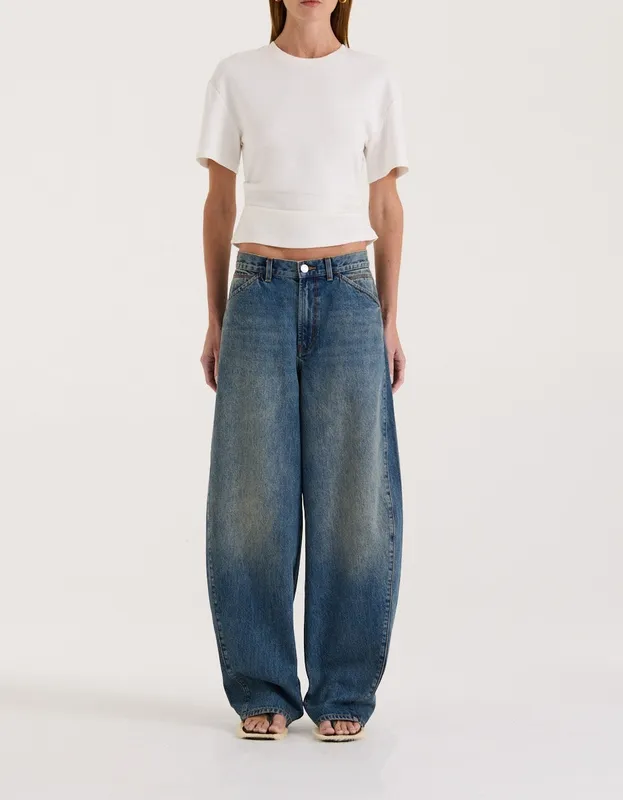 Cream Asymmetric Jersey Tee