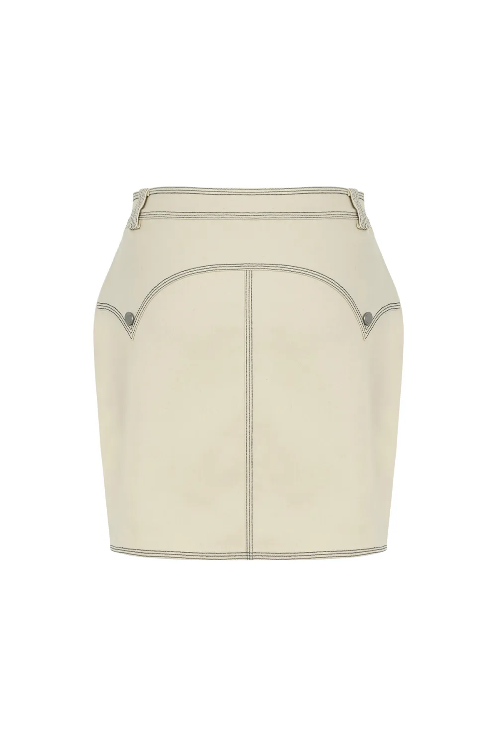 Denim Skirt-Beige