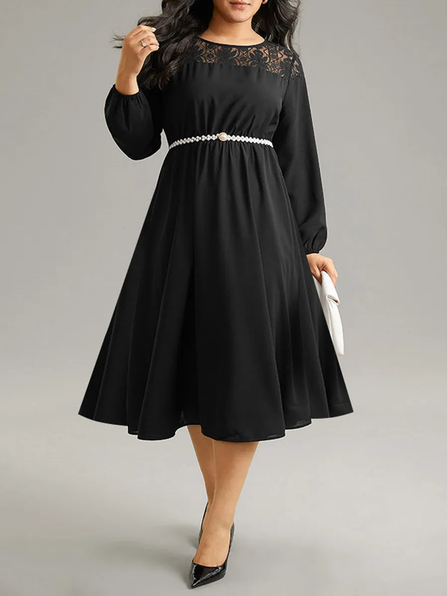 Lace Patchwork Plus-Size Women's Dress