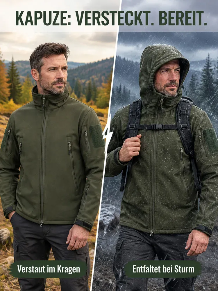 Men's Softshell Jacket Set Windproof Water-Resistant Fleece-Lined Durable