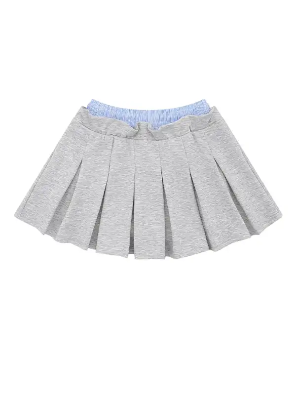 Pleated Drawstring Mini Skirt