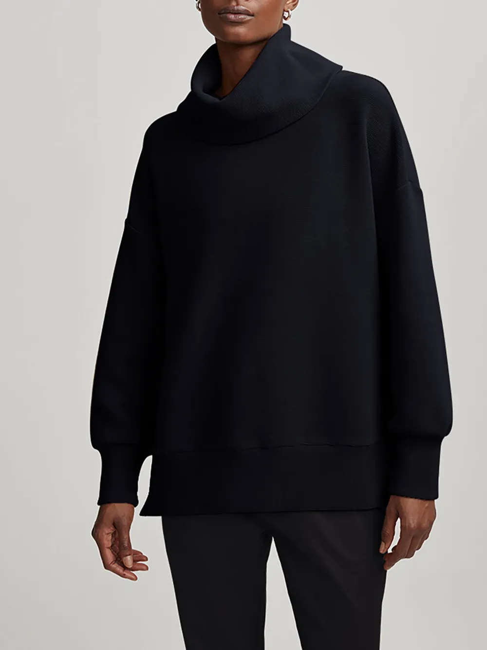Casual Turtleneck Textured Knit Sweatshirt