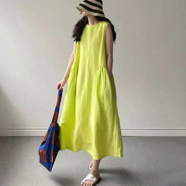 Crew Neck Sleeveless Maxi Dress