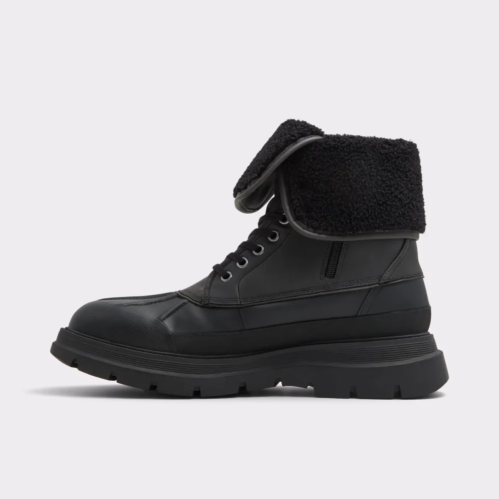 Men's Black Platform Suede Lace-Up Boots