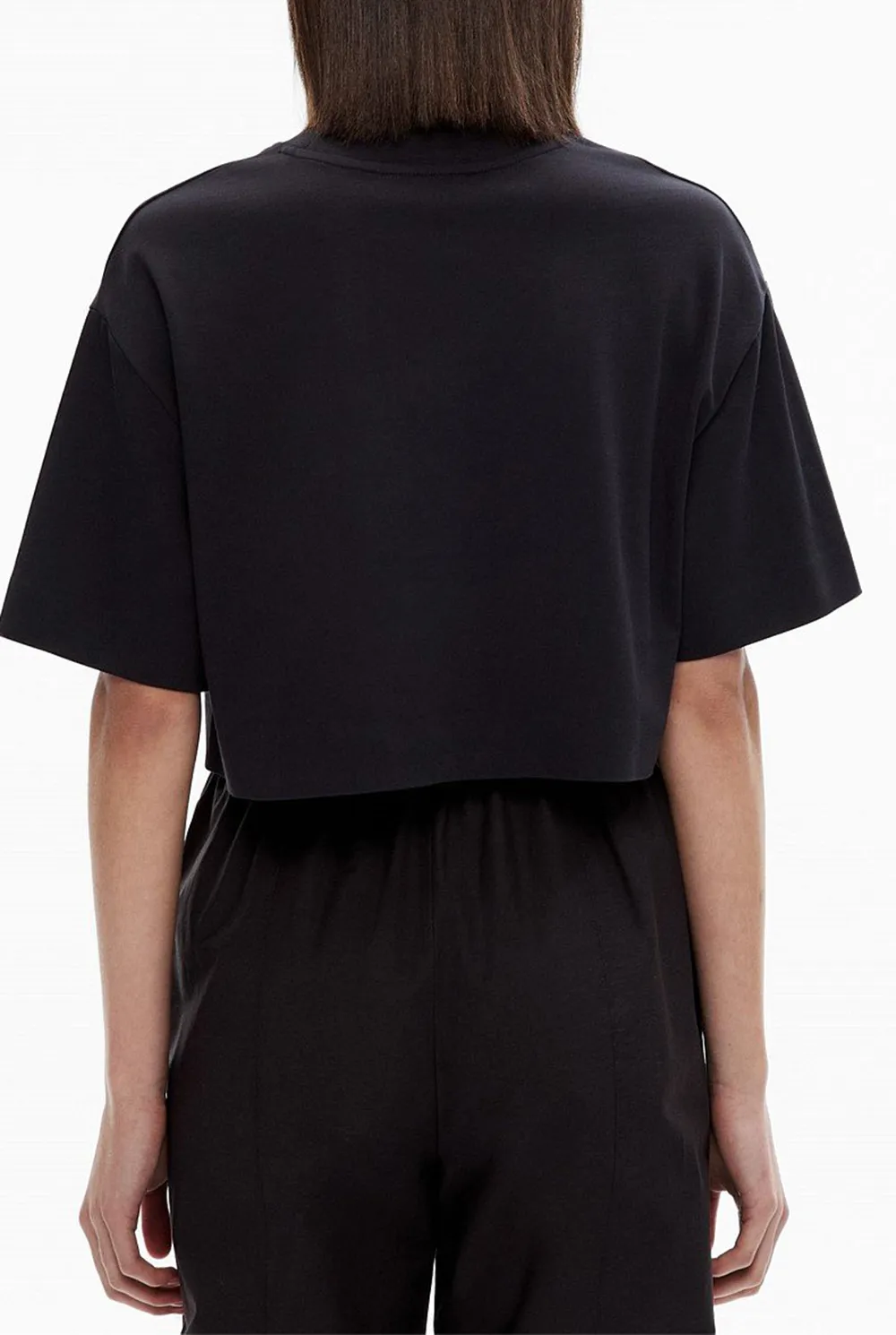 Solid-Color Crop Top Casual T-Shirt