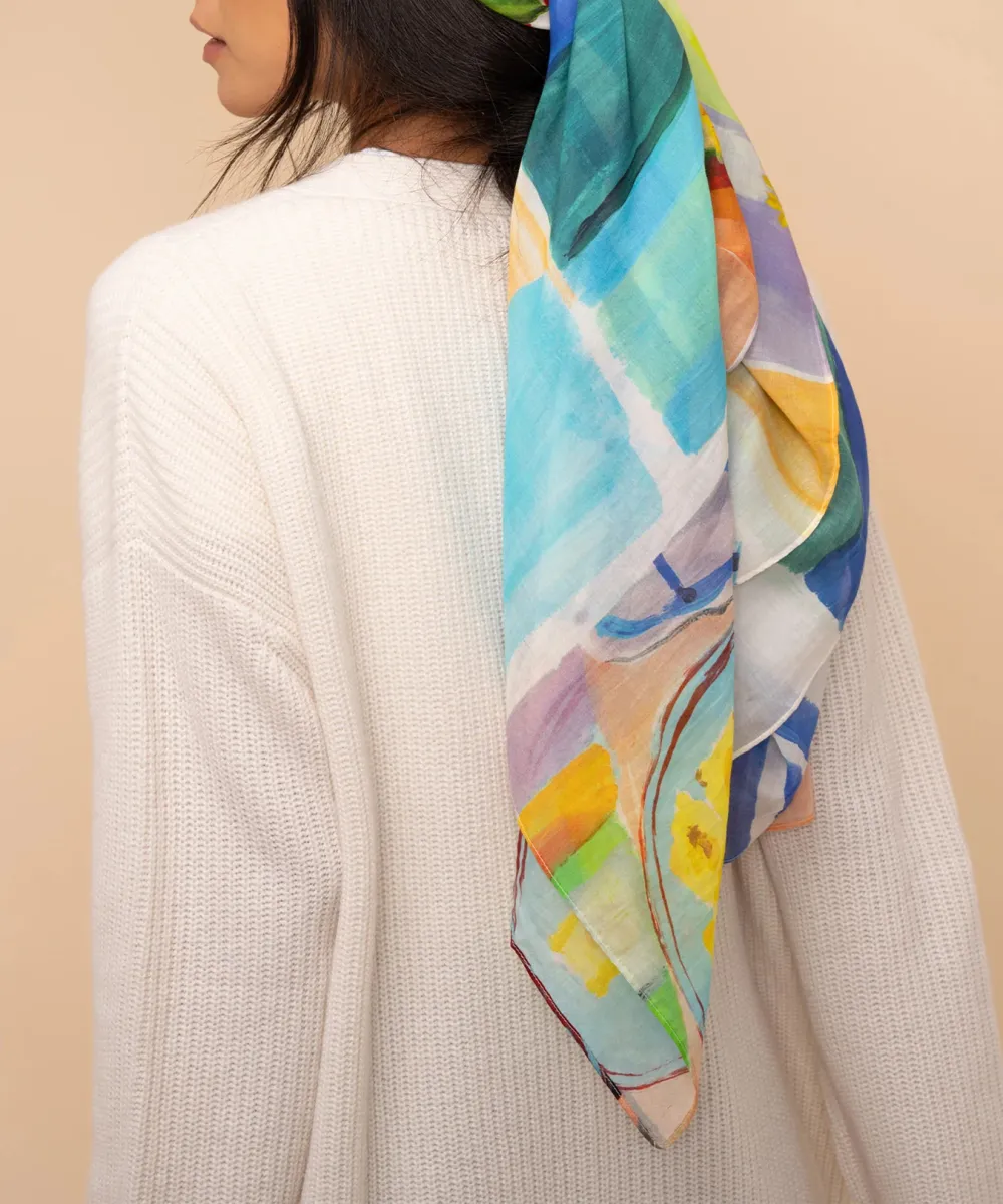 Multi Casual Style Oversized Square Scarf Wrap