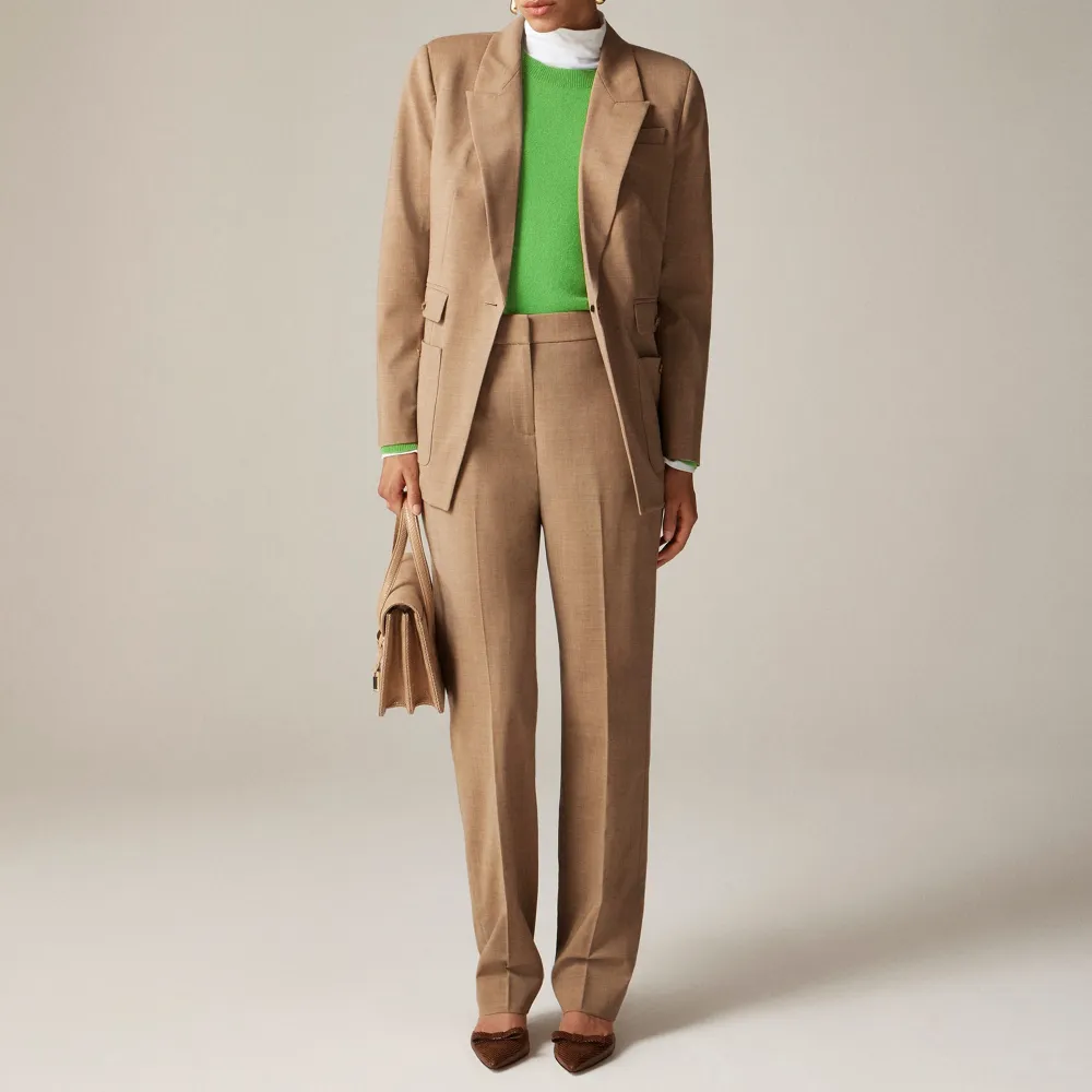 In Bi-Stretch Wool Blend Full-Length Pants