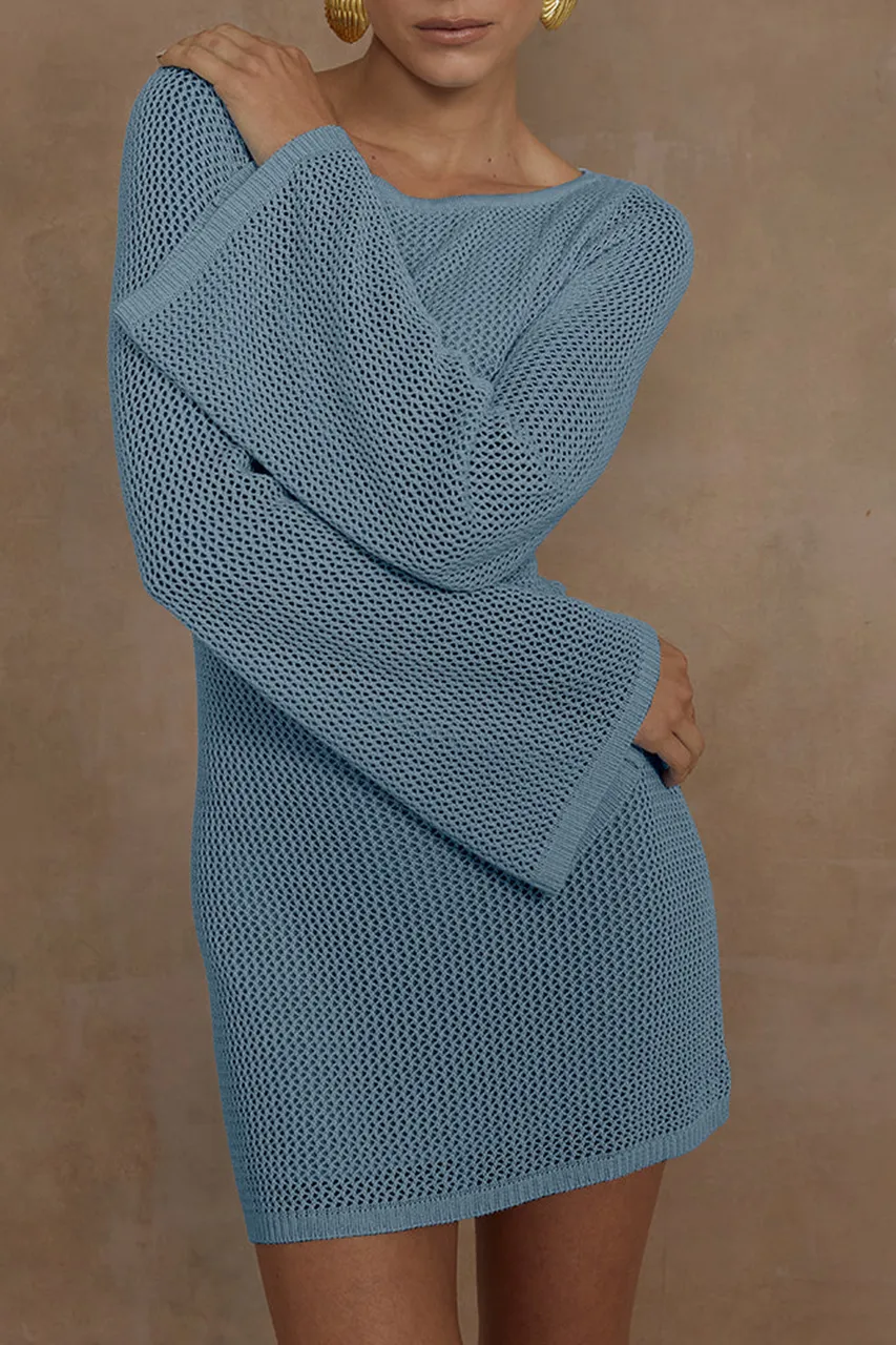 Casual Cutout Long Sleeve Mini Dress