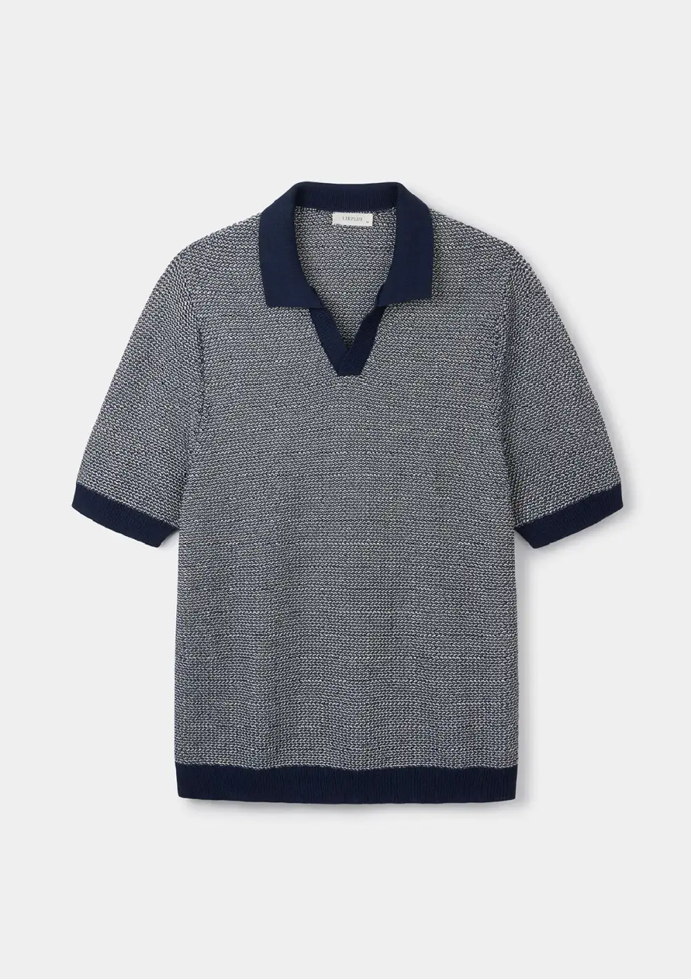 Navy Melange Knit Resort Polo