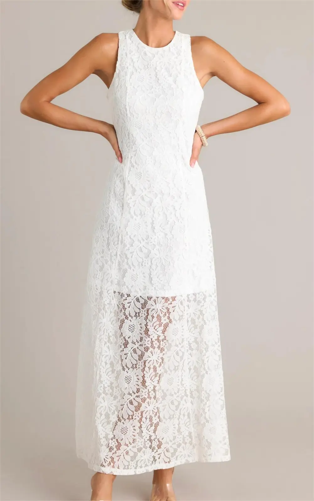 IRRESISTIBLE CHARM WHITE LACE MAXI DRESS