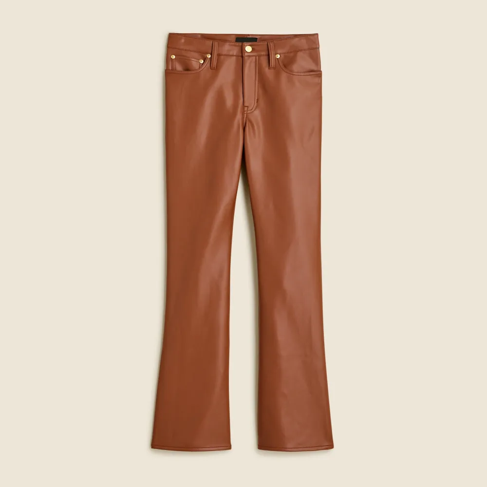 High-Rise Bootcut Pants in Faux Leather