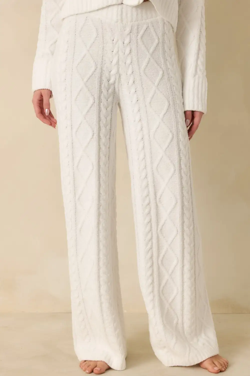 Cable Knit Wide Leg Pants