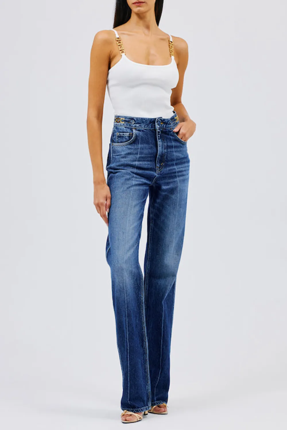 Straight-Leg Denim Pants