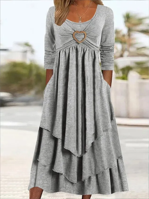 Casual Jersey Grommets Loose Dress