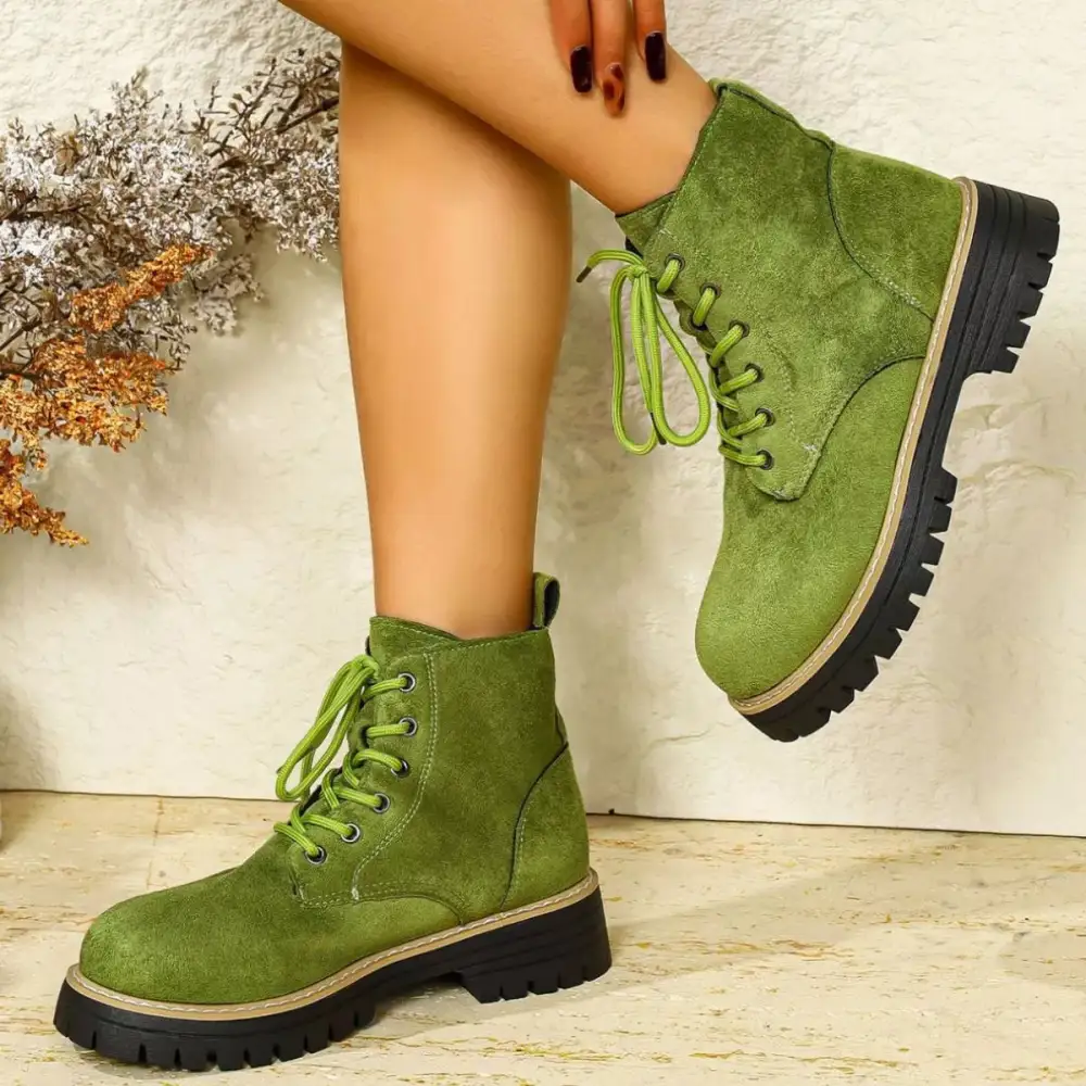 Round Toe Lace-Up Boots