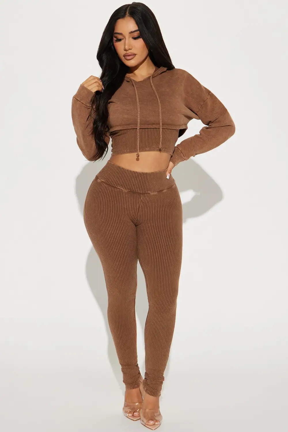 Chill Vibe Mineral Wash Legging Set - Mocha
