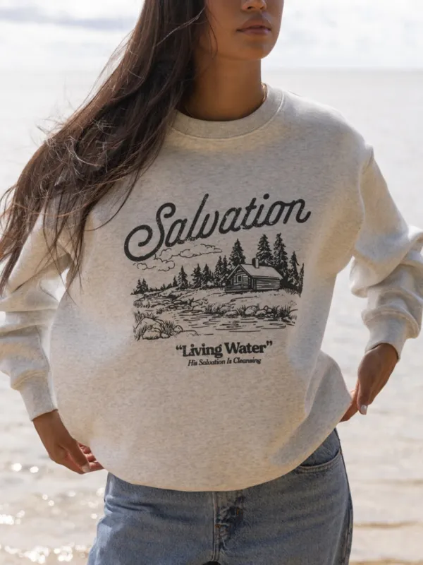 Women's Vintage Scenic Print Long-Sleeve Sweatshirt