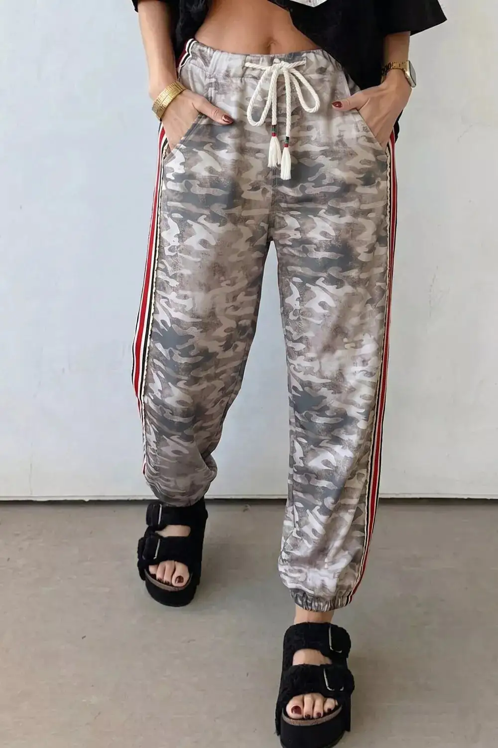 Camo Print Drawstring Waist Joggers Pants