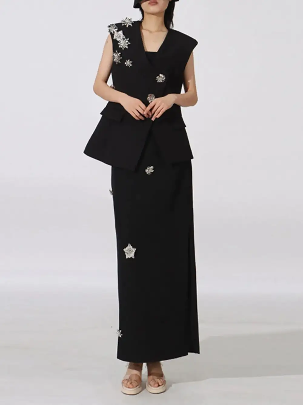 Sleeveless Flower Coordinated Set