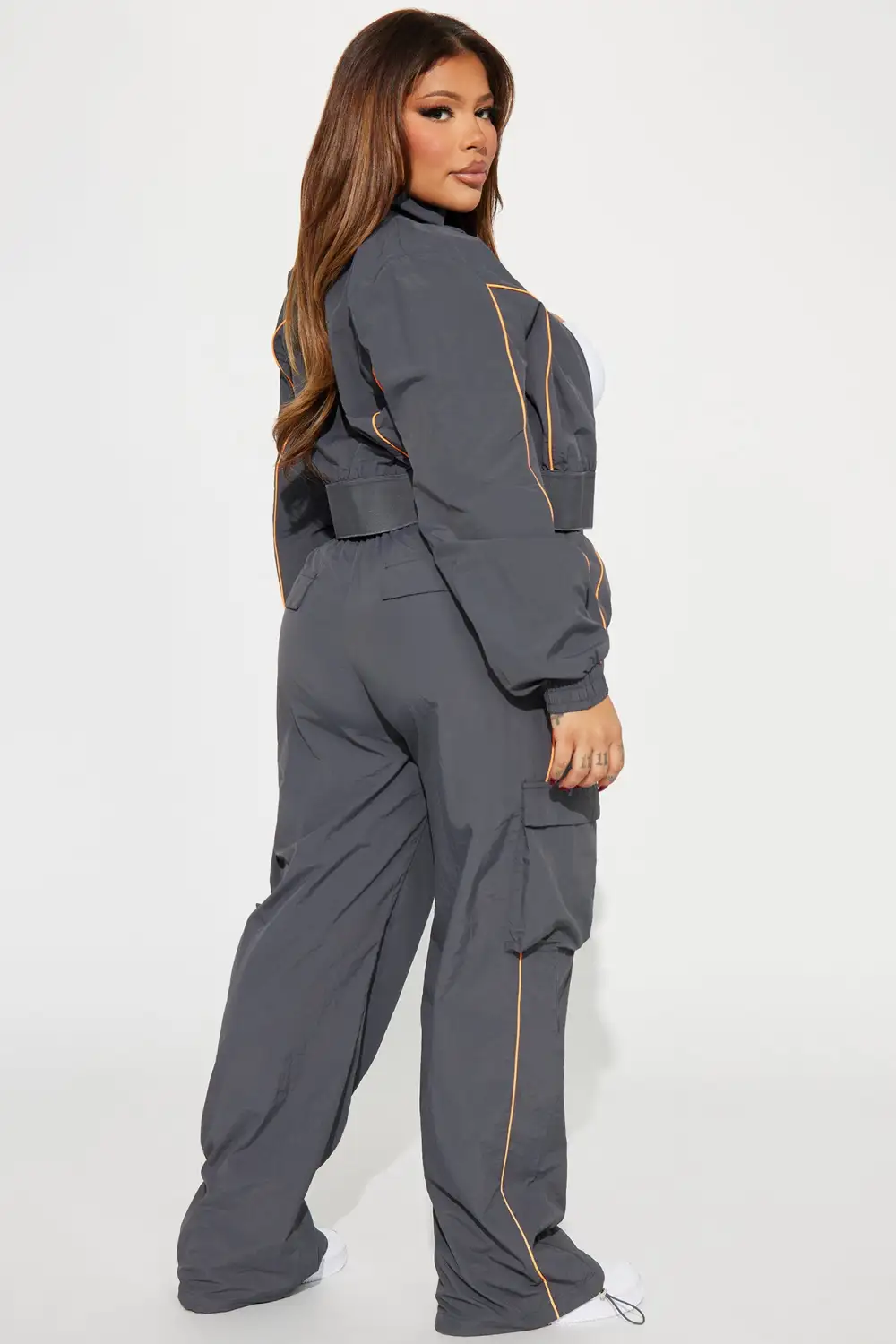 Steal The Moment Windbreaker Pant Set - Charcoal/combo