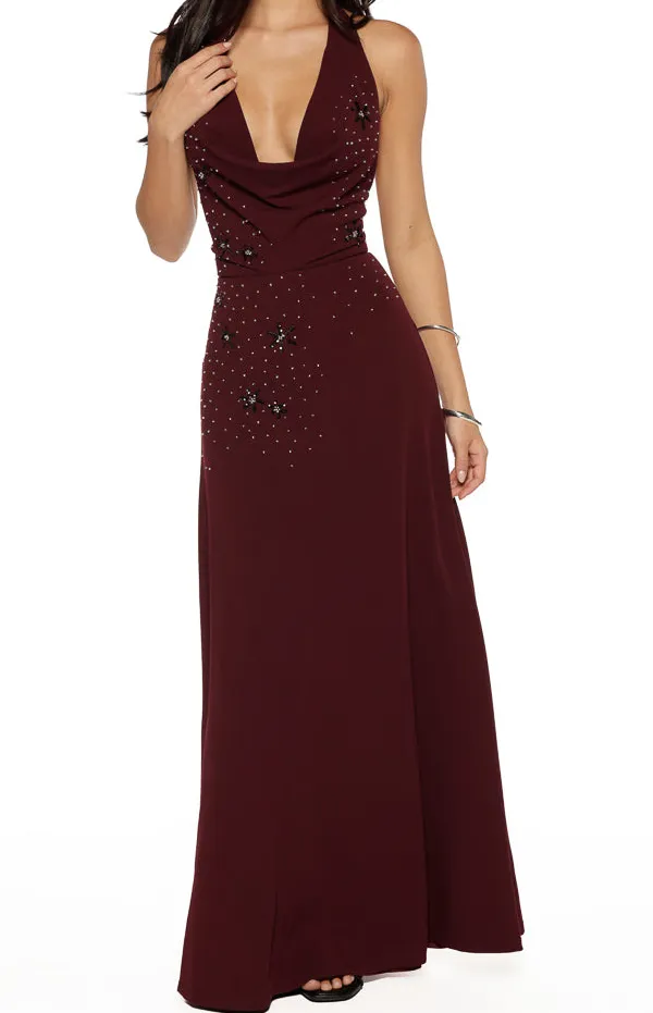 Halter Halter Neck Cowl Maxi Dress