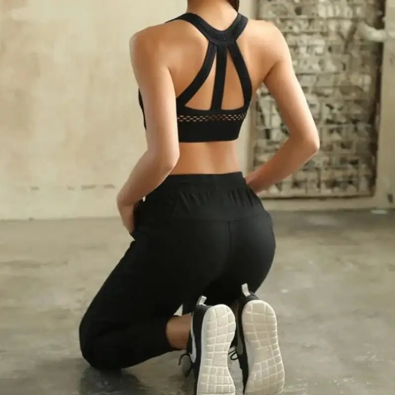 Mesh Sports Bra with Decorative Strappy Back