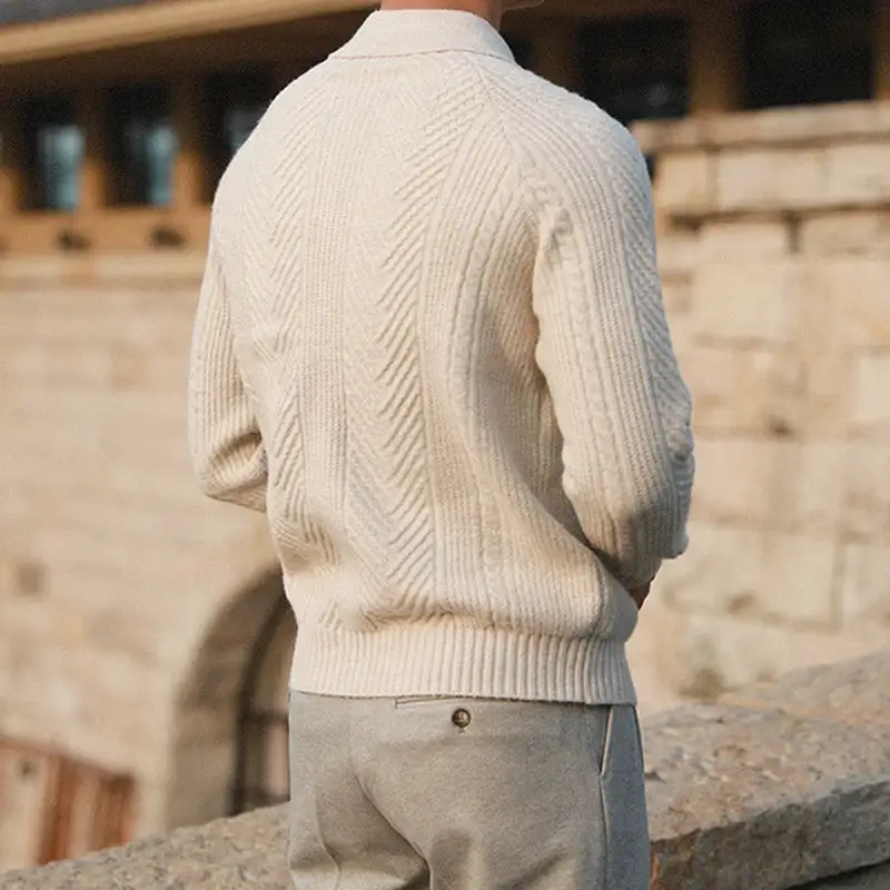 Collared Texture Knit Sweater