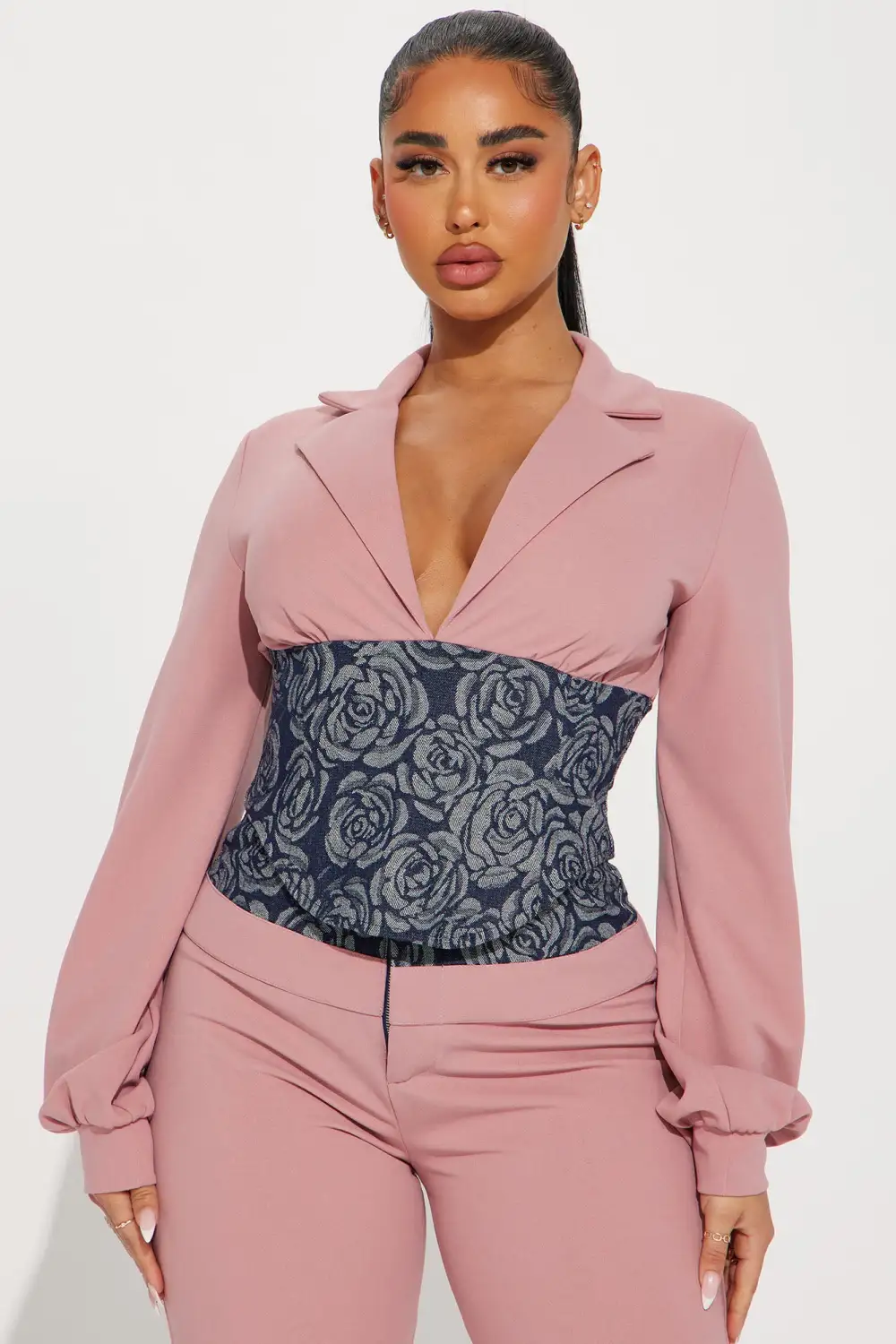 Fiona Blazer Pant Set - Mauve
