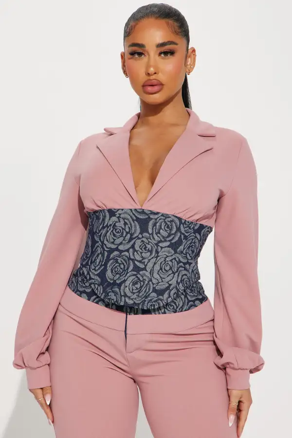 Fiona Blazer Pant Set - Mauve