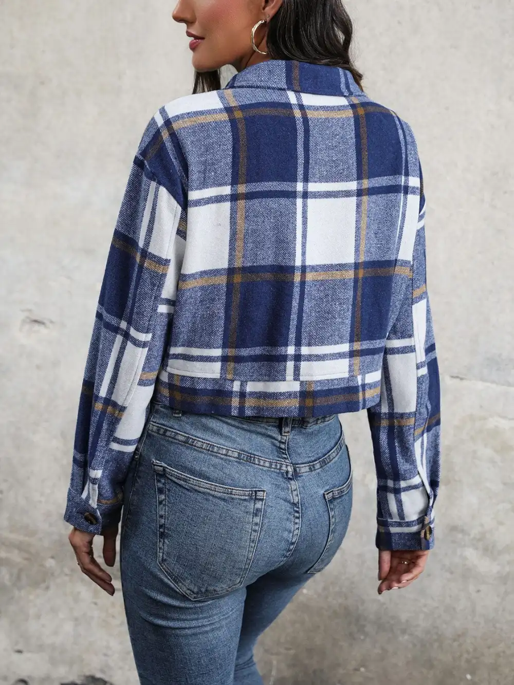 GYPSY-Plaid Button Up Cropped Jacket