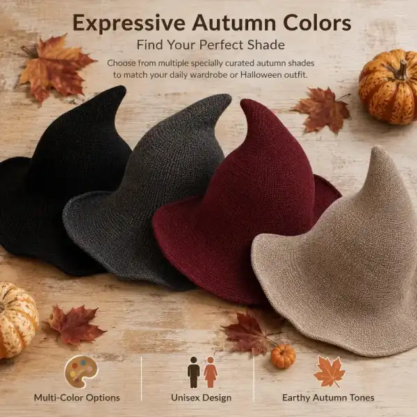 Women's Comfortable Knit Pointed Hat - Large Brim Halloween Party Props(22.04