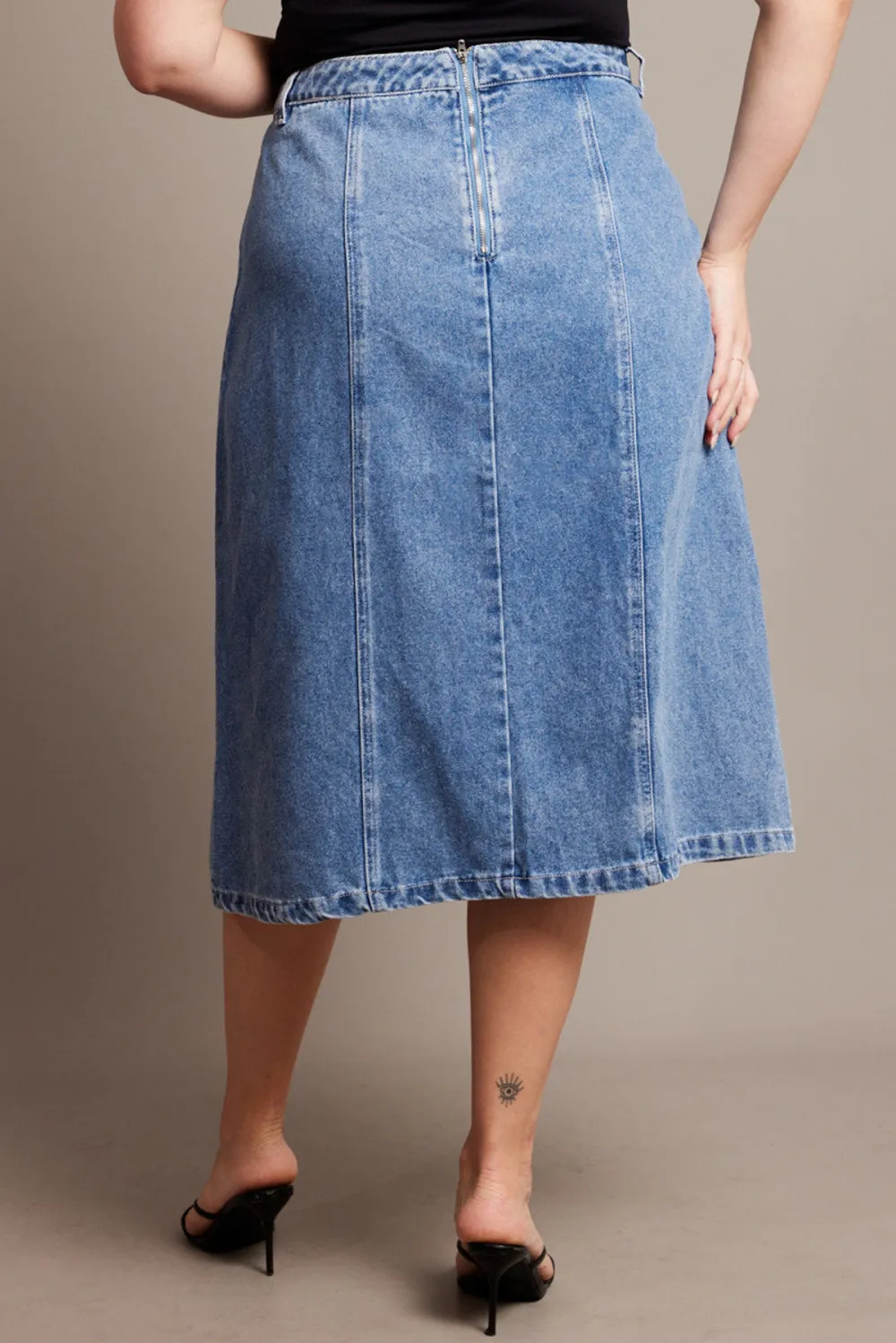 Denim Casual Patchwork Skirt