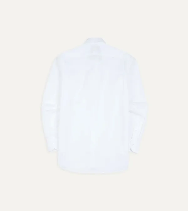 Casual Style White Cotton Spread Collar Poplin Shirt