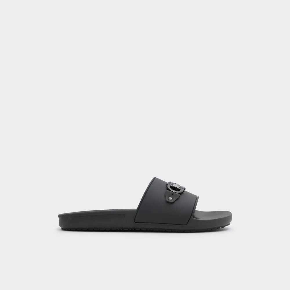 Black Horsebit Flat Slippers