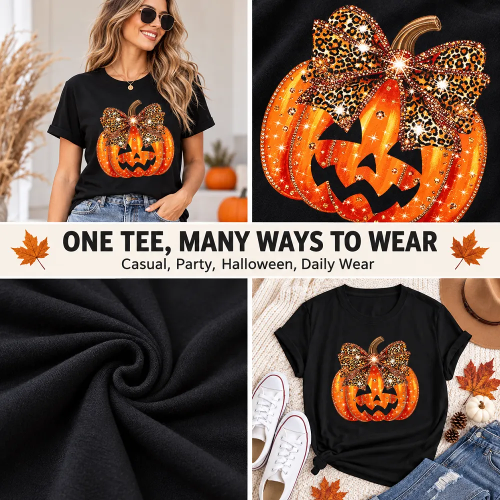 Pumpkin Print Short Sleeve Tee