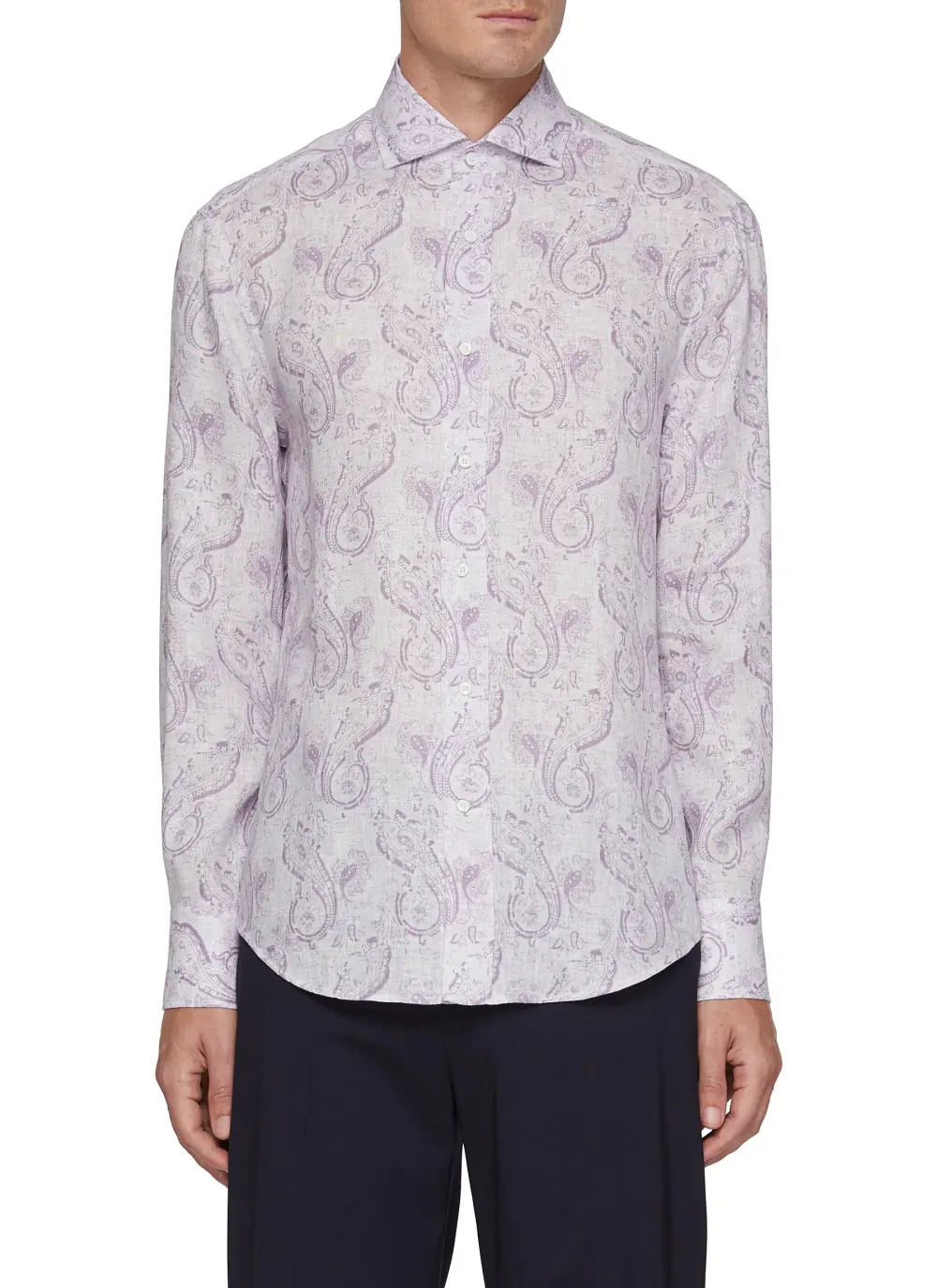 Soft Lightweight Casual Light Purple Printing Shirt