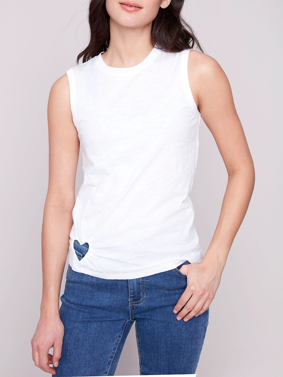 Cotton Round Neck Heart Hollow Vest