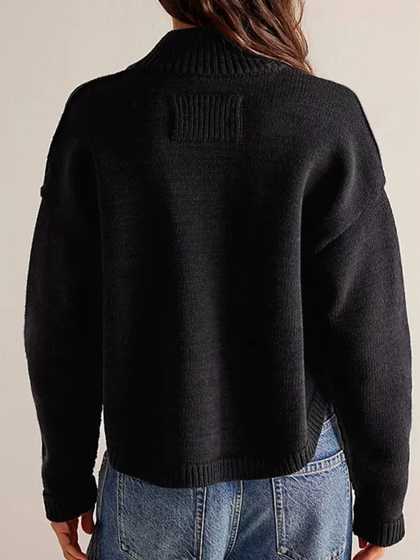 Knit Upright Collar Cardigan